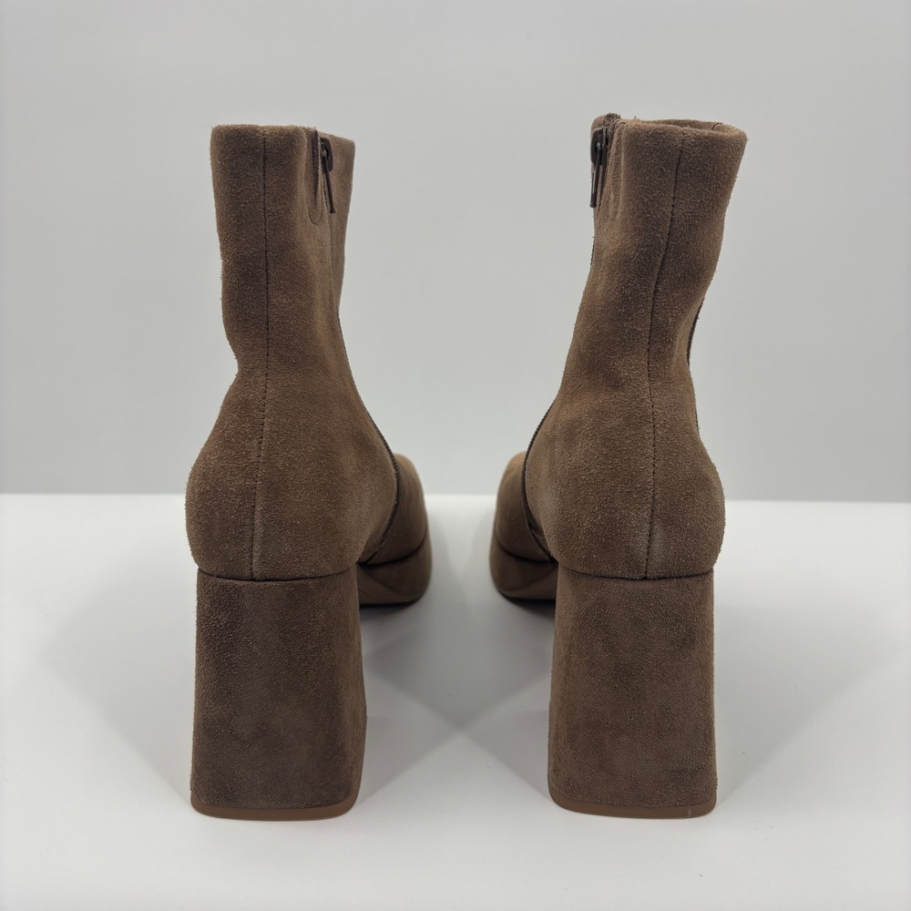 Dolce Vita Brown Suede Platform Square Toe Zip Block Heel Ankle Boots Womens 9M - Picture 5 of 7